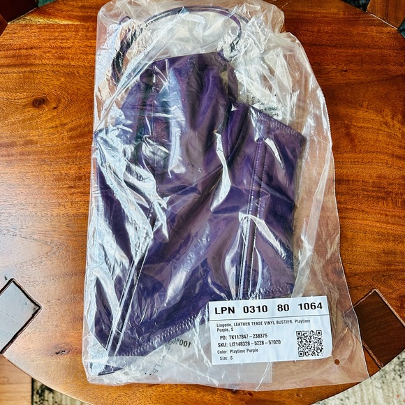 Savage X Fenty Playtime Purple LEATHER TEASE VINYL BUSTIER - Picture 5 of 6
